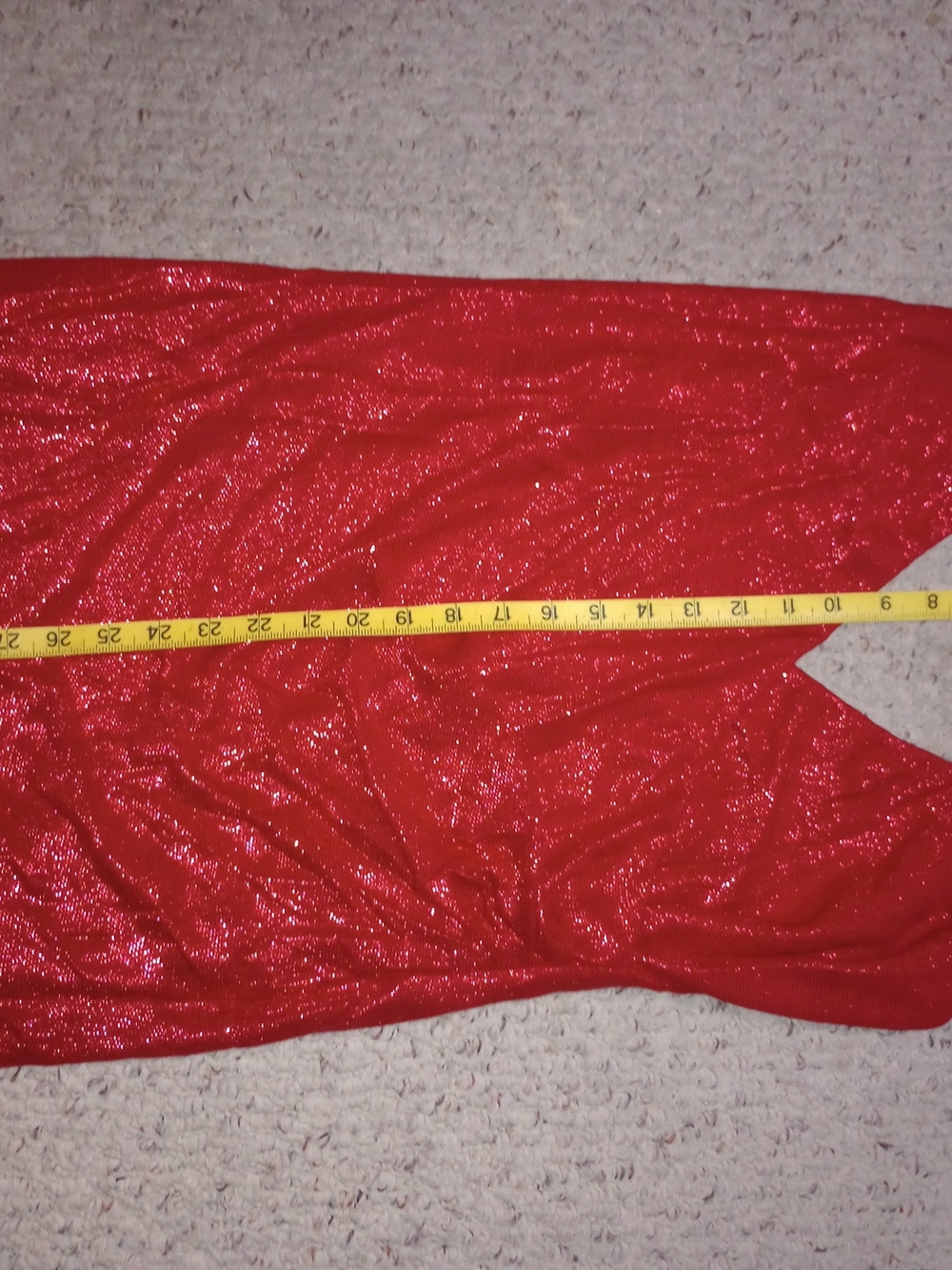 Red Sparkle Halter Mini Dress with V-Neck - Picture 4 of 8